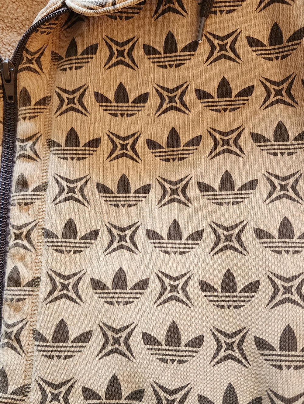 adidas Brown Patterned Fleece-Lined Zip Hoodie Jacket - Picture 7 of 7